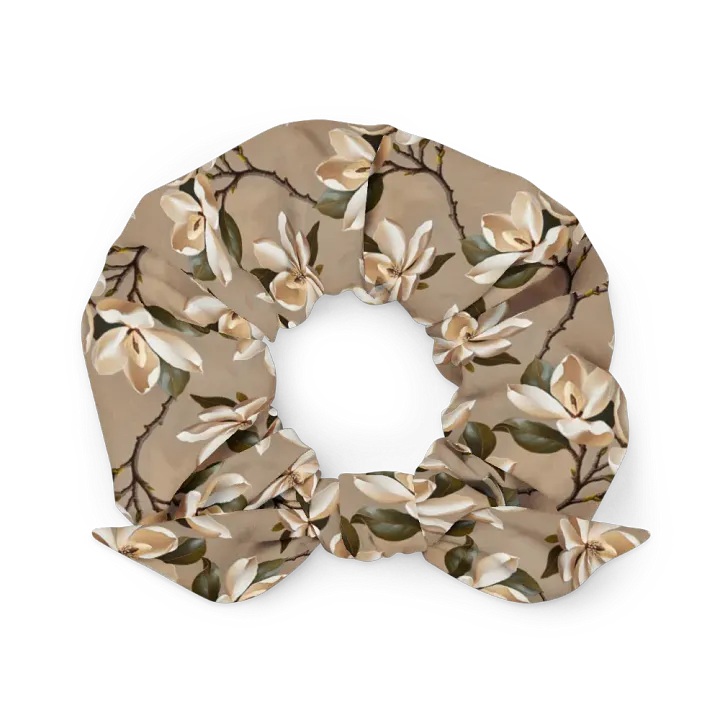 Hair Scrunchie - Magnolia Blossoms on Beige Background product image (2)