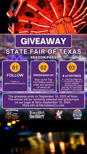 Back at it again with a State Fair of Texas season pass giveaway ‼️PLEASE ENTER ONLY IF YOU RESIDE IN DFW or have plans to go...