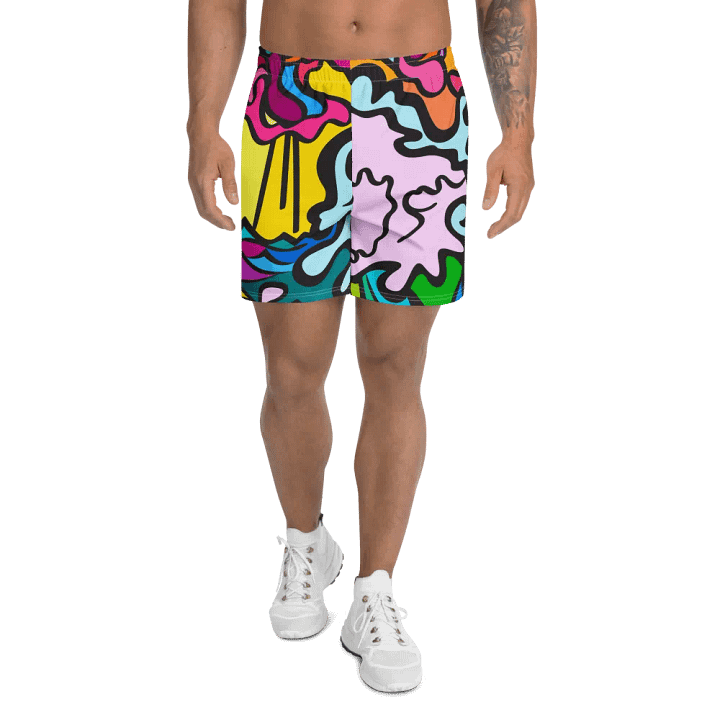 Vivid Swirls Athletic Long Shorts - Wave at Sunset product image (1)