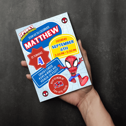 Digital Editable Text Spidey and His Amazing Friends Birthday Invitation - Canva Template - Customizable, Instant Download product image (2)