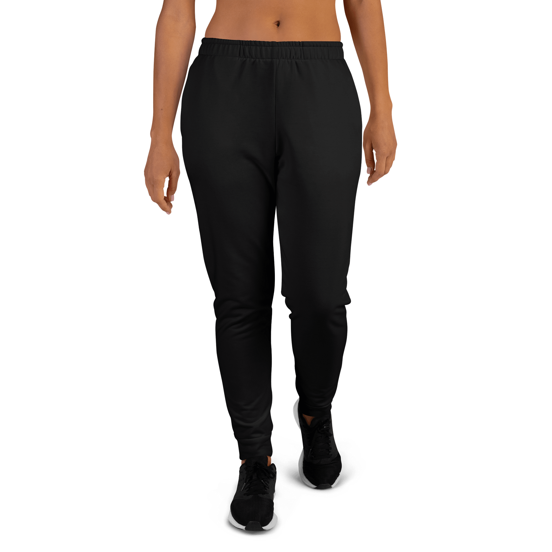 Black Solid Color Women's Fleece Sweatpants product image (2)