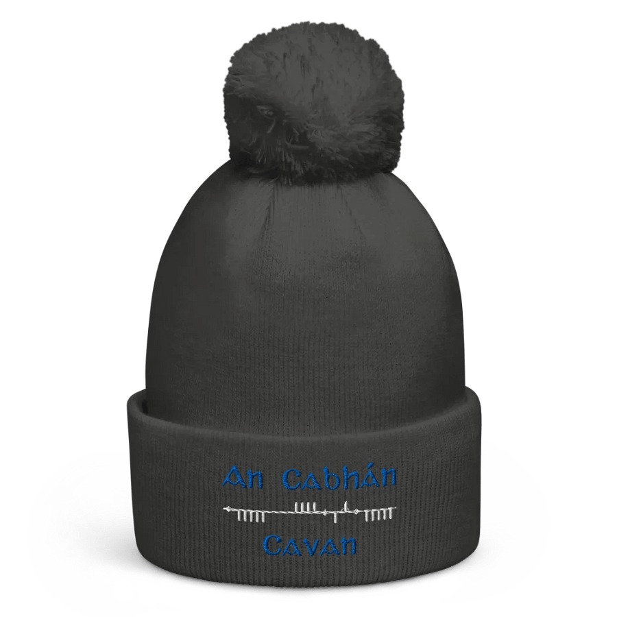Cavan/An Cabhán Scholastic Style Ogham embroidered Pom-Pom Beanie product image (1)