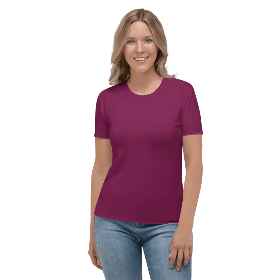 Plain Dark Burgundy Red True Summer Women's Crewneck Polyester Heavyweight Premium T-Shirt by Treasure Pie product image (4)