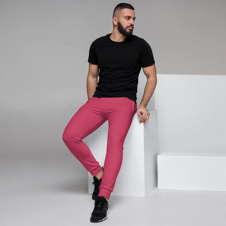 Plain Ruby Red True Summer Recycled Polyester Premium Men's Joggers by Treasure Pie product image (7)