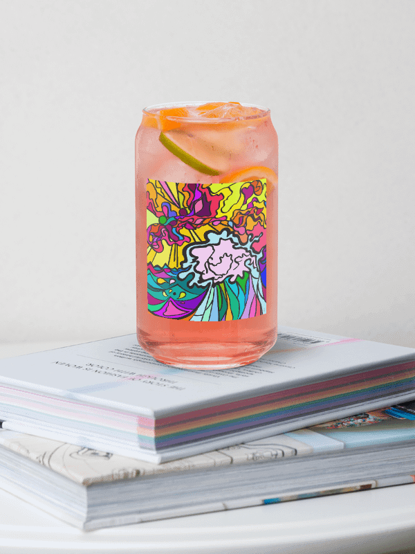 Vibrant Glass Can: A Fusion of Art and Function - Wave at Sunset product image (9)