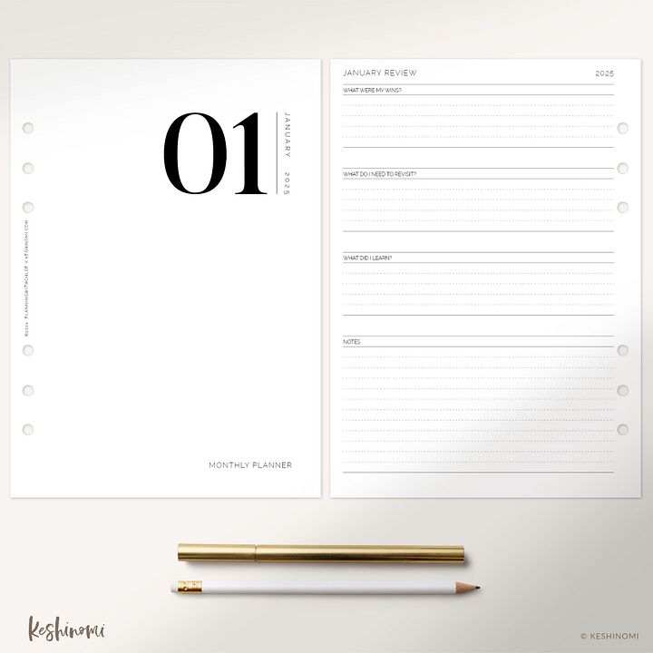DATED 2025 Month on Two Pages - A5 Printable Planner Insert product image (2)