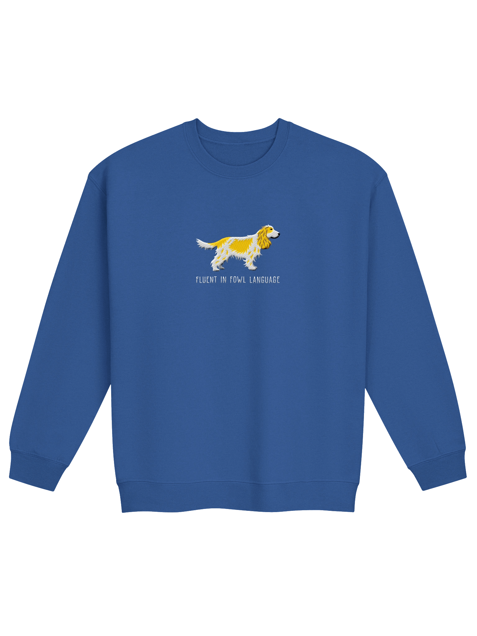 Fluent in Fowl Language Sweatshirt (Embroidered) of an English Cocker Spaniel(Lemon & White, Full Tail) product image (13)