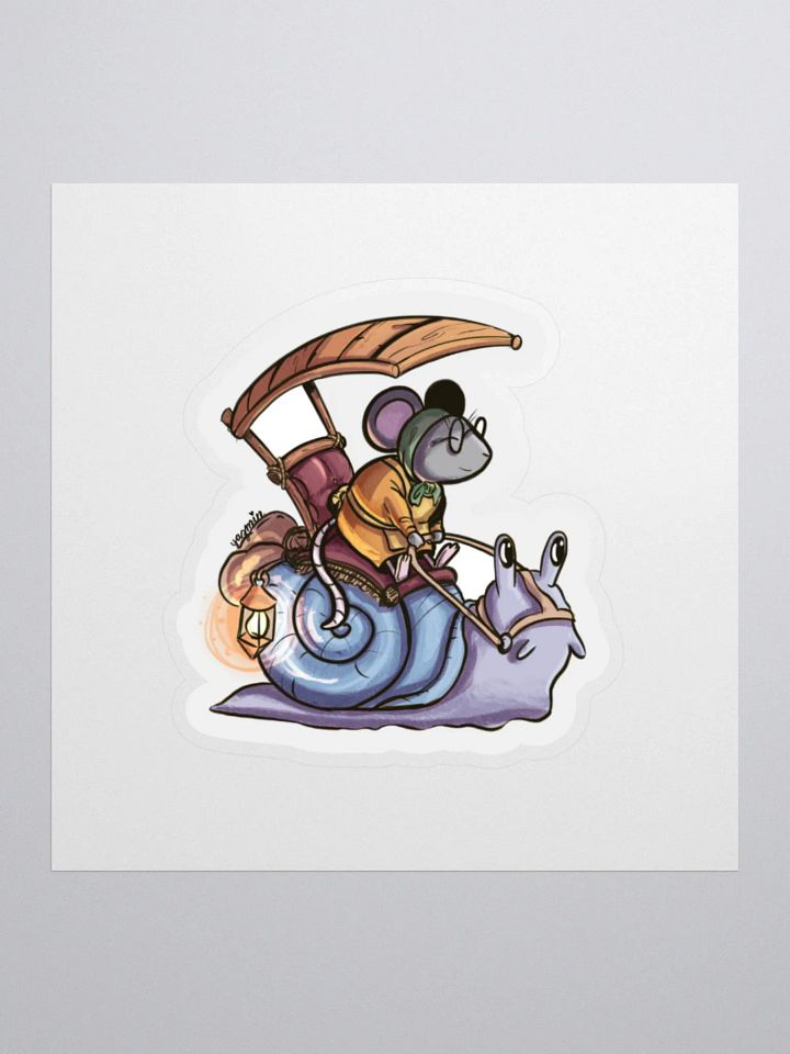 Grandma Mouse Riding Snail- Whimsical Fantasy Sticker product image (2)