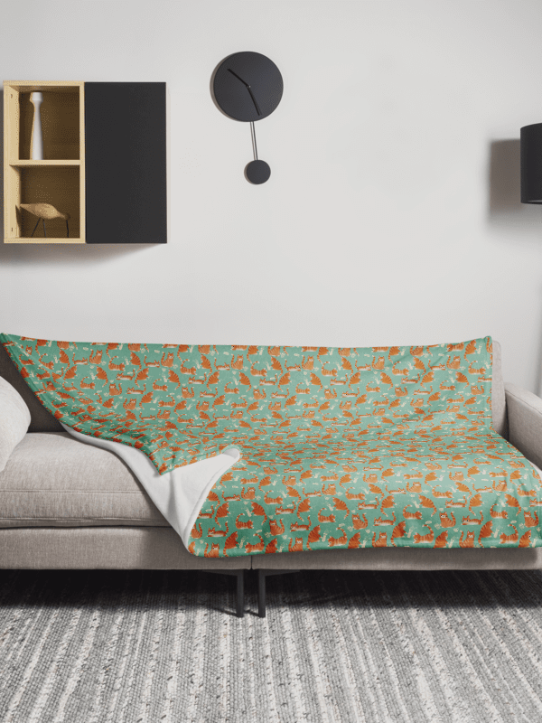 Bad Orange Tabby Cats Knocking Stuff Over Throw Blanket, Green product image (3)