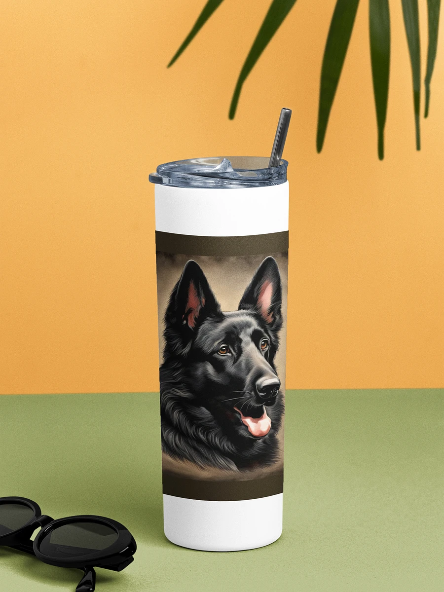 Black German Shepherd Stainless Steel Tumbler With Straw product image (7)