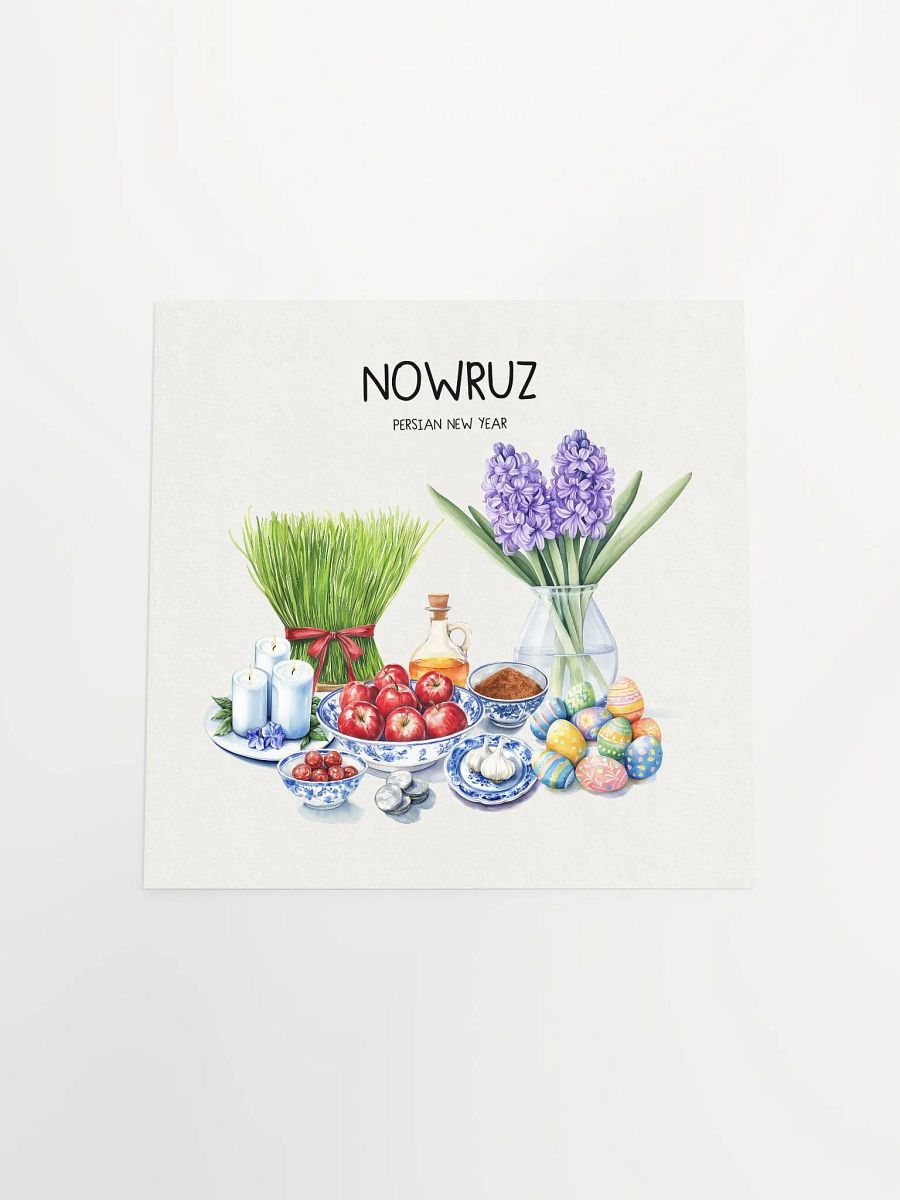 Nowruz Festive Arrangement Poster, Nowruz Watercolor Art, Haft-sin Table, Persian New Year, Persian Art product image (16)