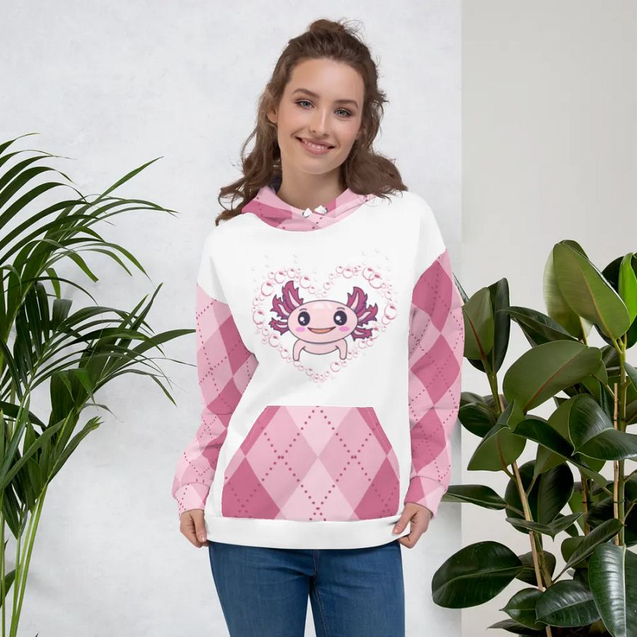 Pink And White Axolotl Hoodie product image (6)