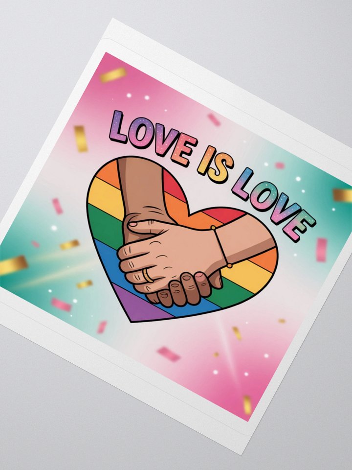 Love Is Love Pride Sticker - Rainbow Heart with Interlocking Hands Design product image (4)