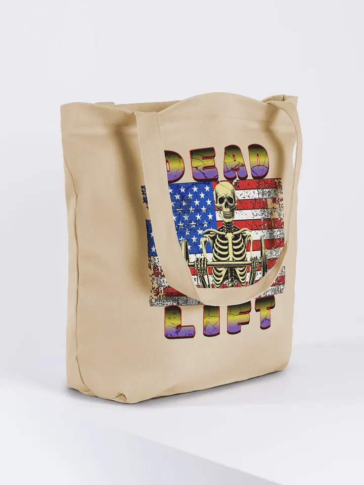 Dead Lift Weightlifting Skeleton American Tote Bag product image (4)
