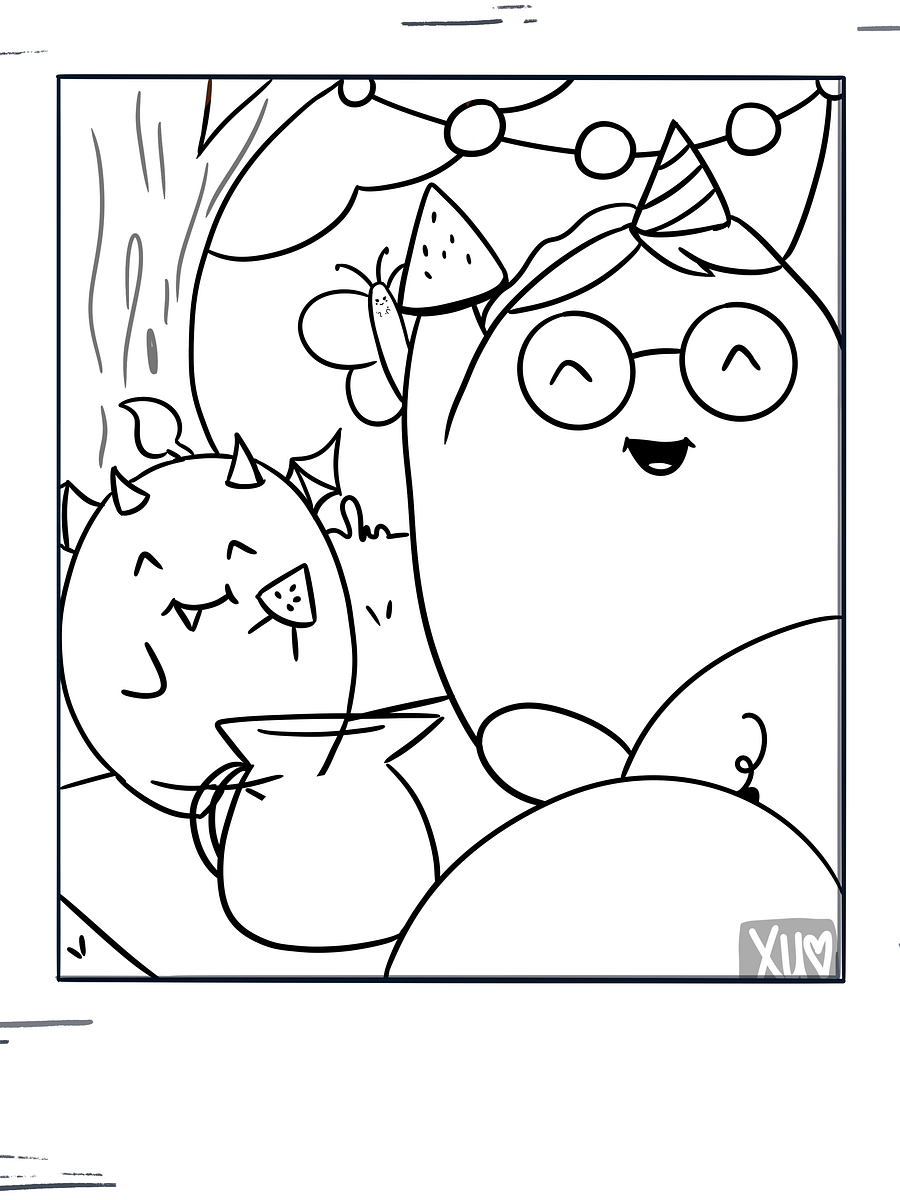 Watermelon Picnic Snap #4 Coloring Page product image (1)
