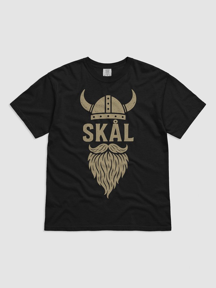 Skål Viking T-Shirt with Beard and Horned Helmet – Nordic Drinking Shirt for Men product image (1)