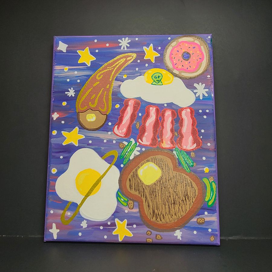 Let's Have Breakfast in Space! 8x10 painting on canvas product image (5)