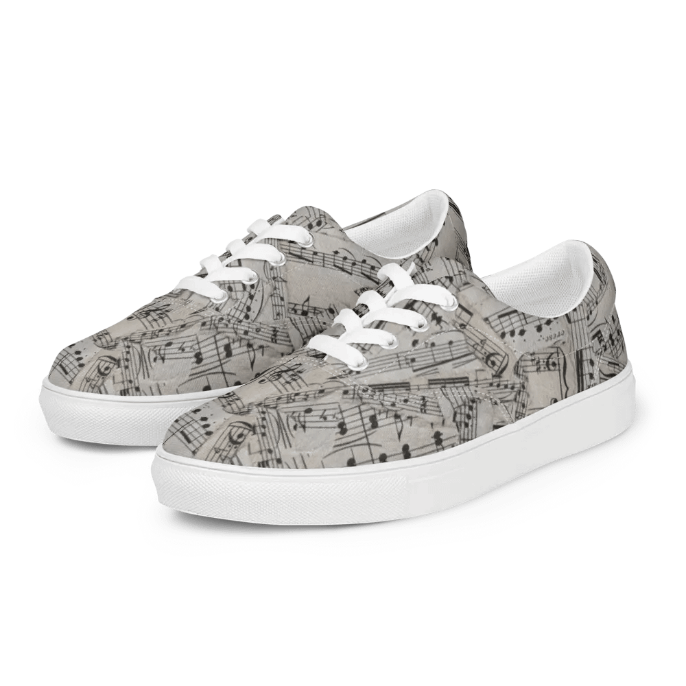 Sheet Music Collage Women's Lace-Up Canvas Shoes product image (2)