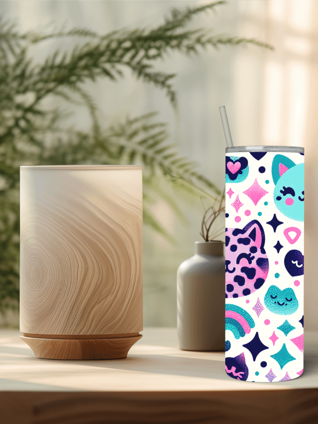 Whimsical Cat Expression Stainless Steel Tumbler product image (2)