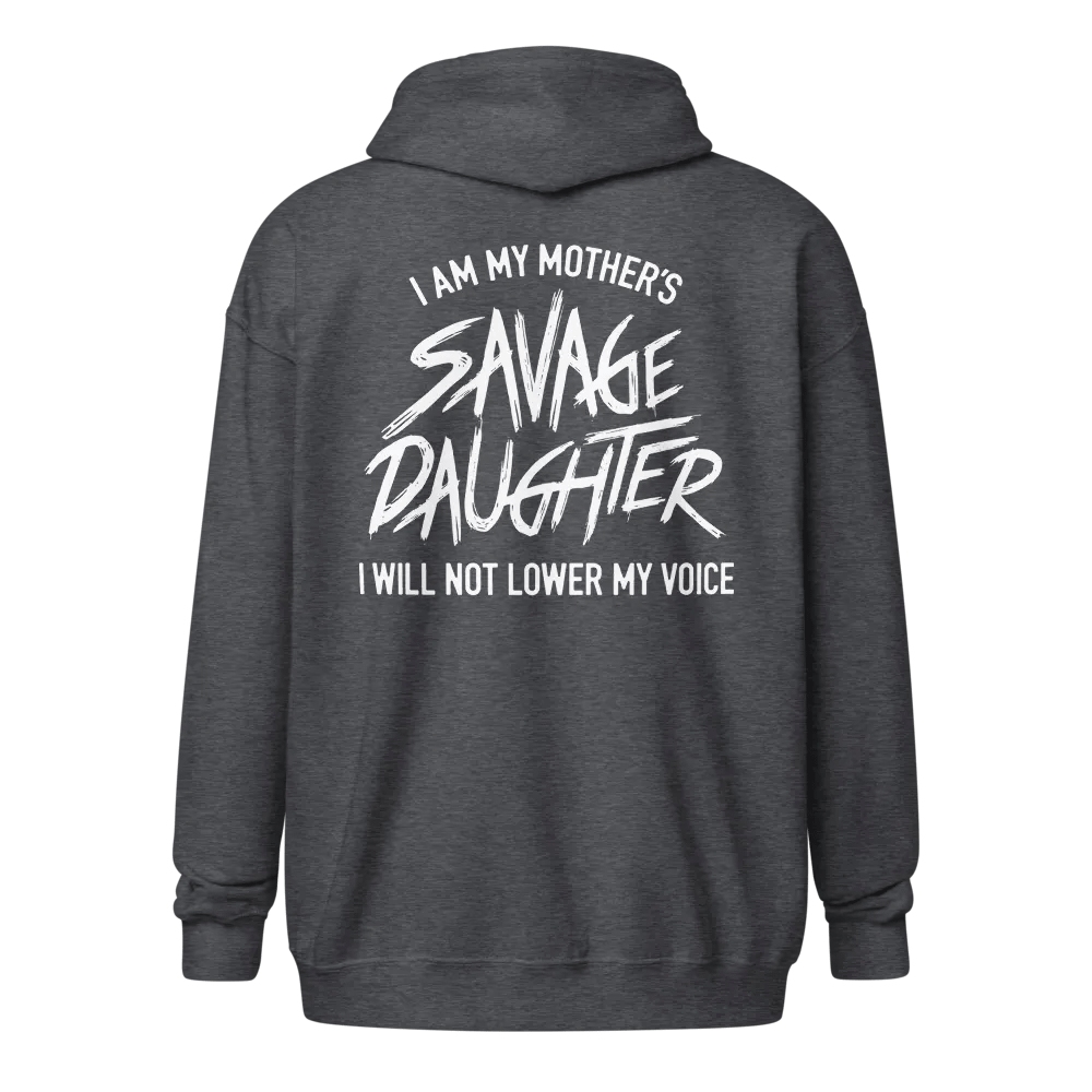 Savage Daughter Zip Hoodie (white print) product image (3)