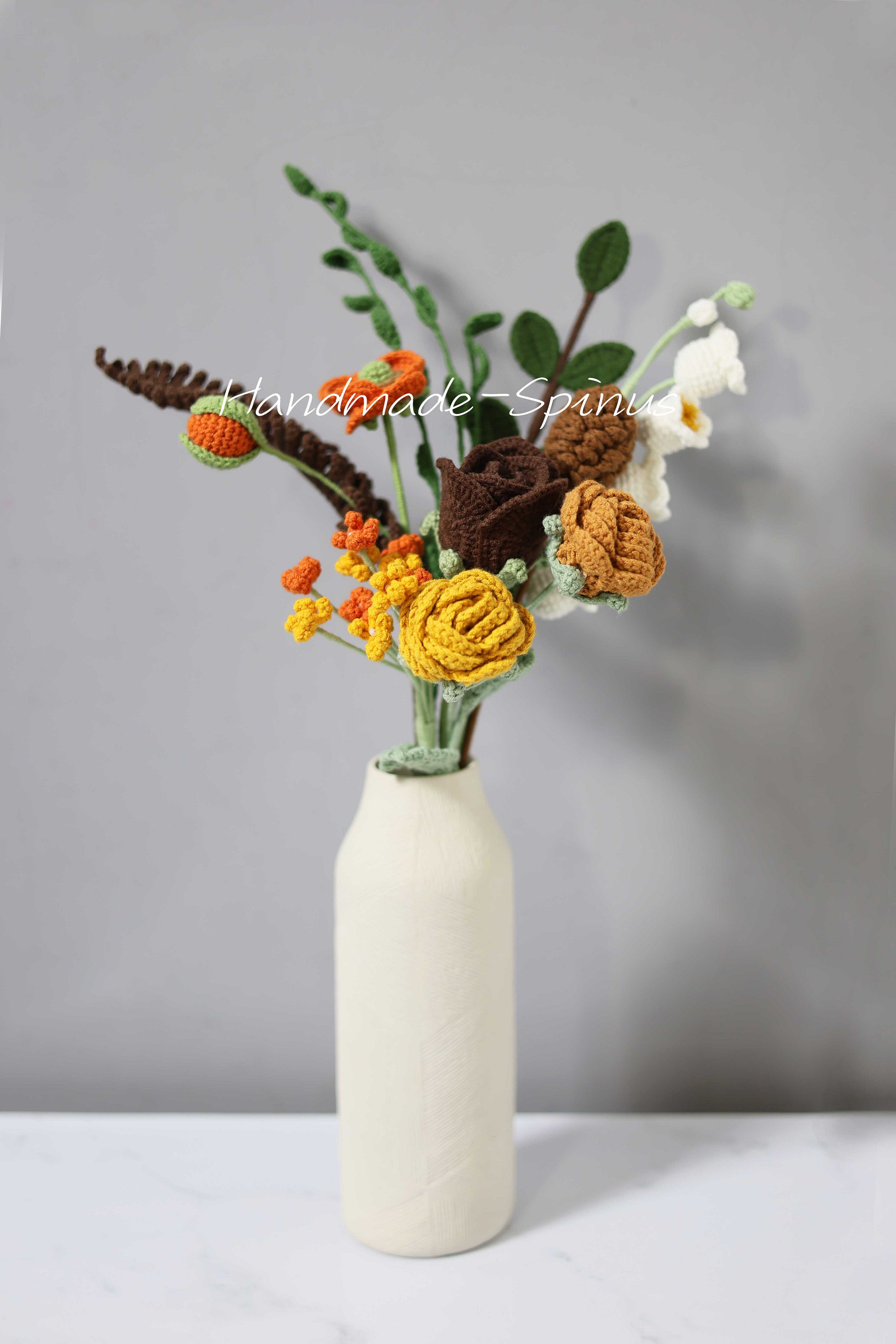 Brown Orange Autumn Charm Crochet Knit Bouquet product image (1)