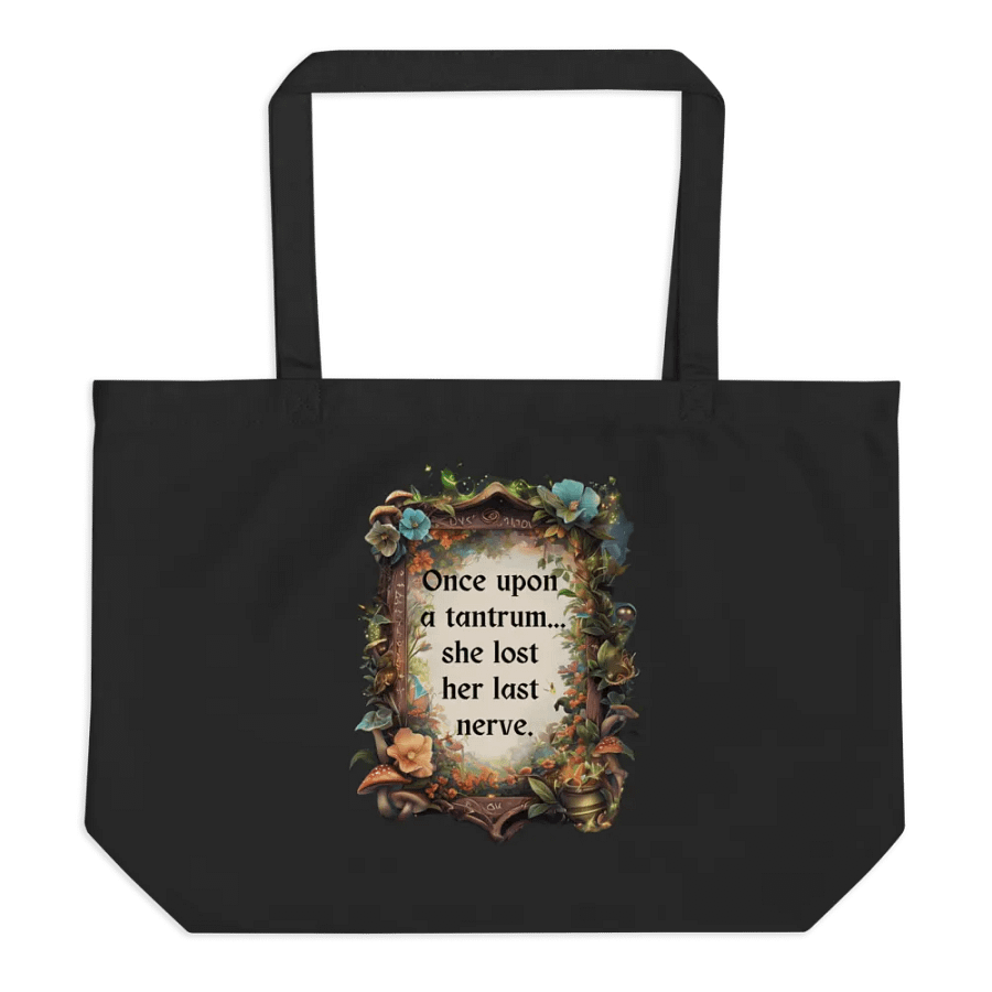 Funny Mom Tote Bag – ‘Once Upon A Tantrum’ Parenting Humor Shopping Bag Wide product image (1)