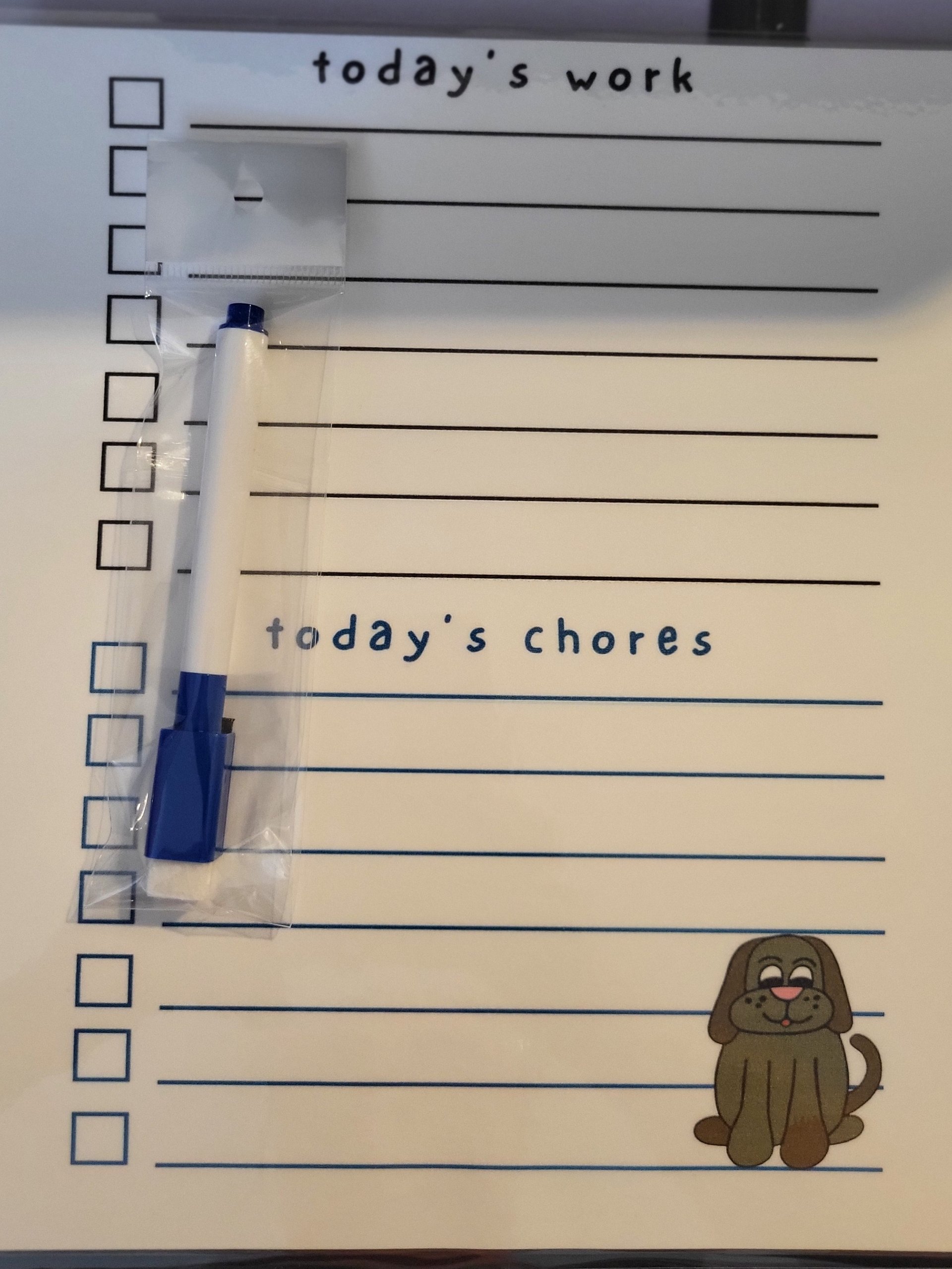 Cute Cartoon Boy Dog Laminated To Do List with Dry Erase Marker product image (1)