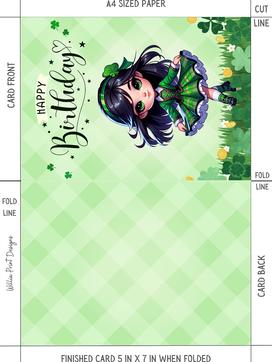 Happy Birthday Card Irish lass (digital download) product image (4)