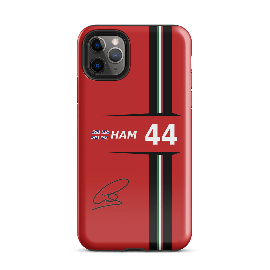 F1 Racing-Inspired iPhone Case – Red HAM 44 Design with British Flag, Signature – Slim, Shockproof & MagSafe Ready product image (2)