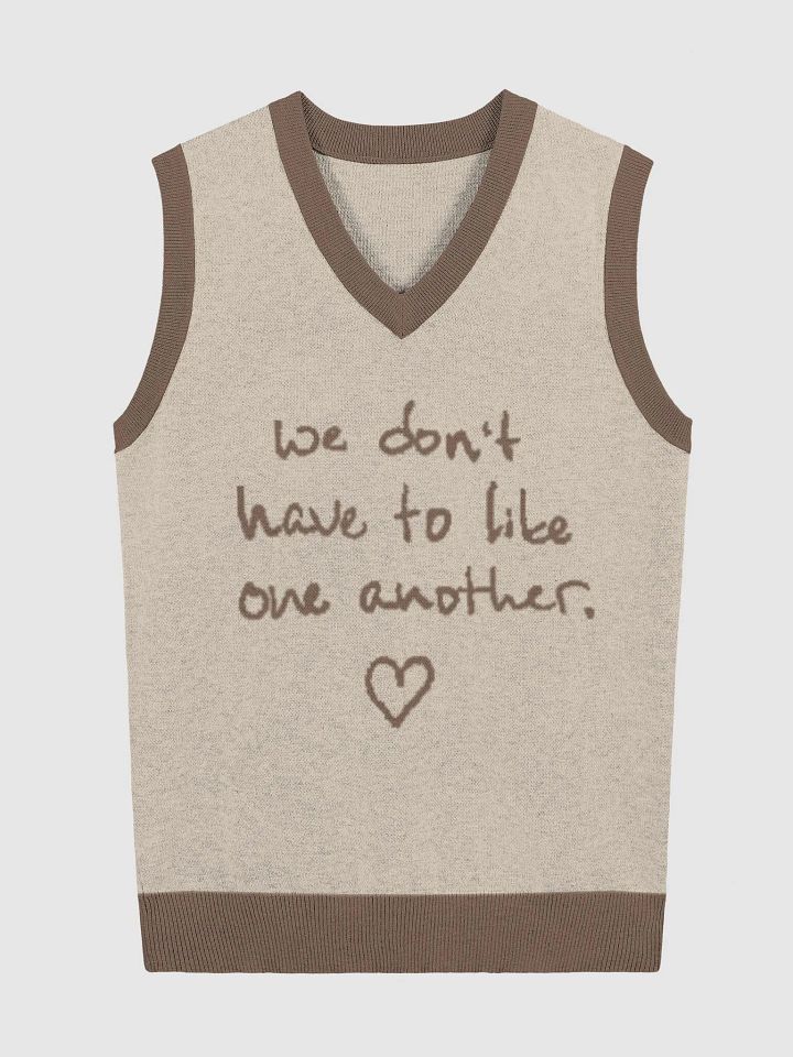 ONE ANOTHER (lg. design, tan and brown) knitwear vest product image (1)