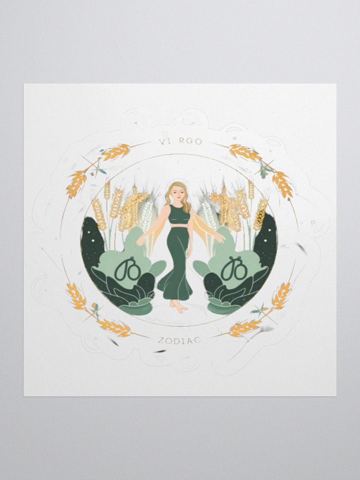 Virgo Zodiac Sticker - Maiden with Wheat & Floral - Vinyl product image (2)