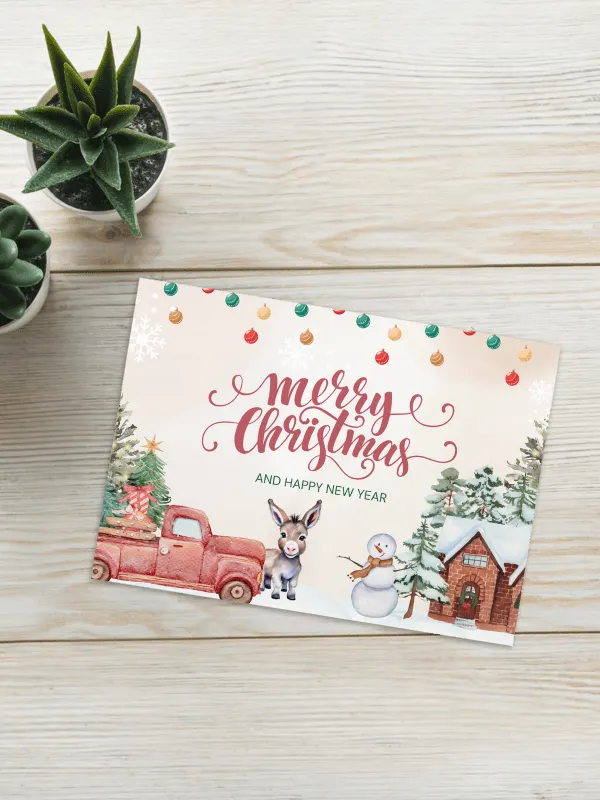 Festive Christmas Card With Donkey Image product image (1)