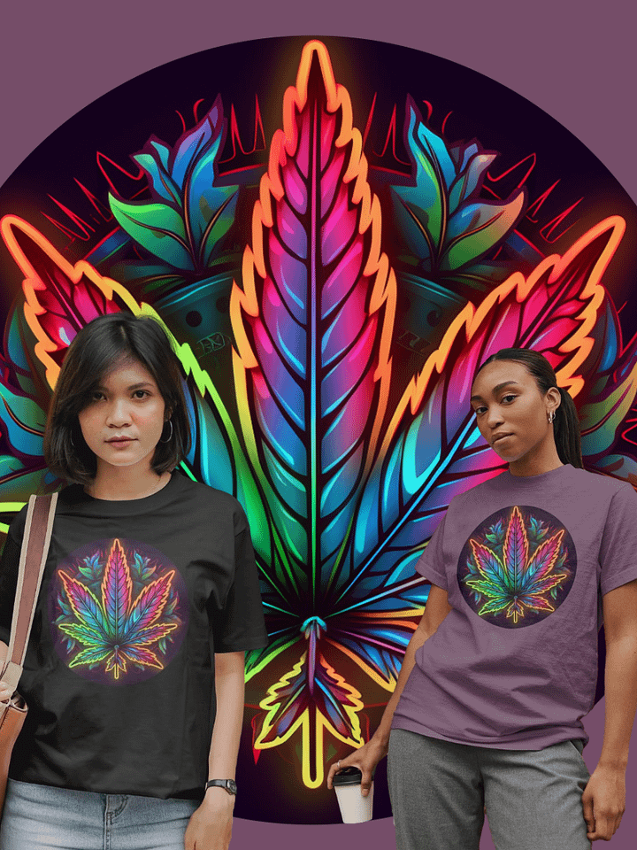 Classy Colorful Cannabis Marijuana Leaf Heavyweight T-Shirt product image (1)