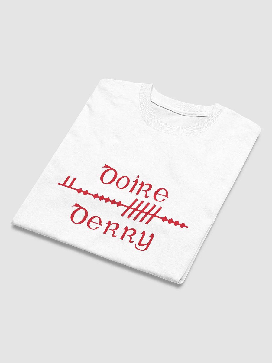 Derry/Doire Scholastic style Ogham, white printed t-shirt product image (4)