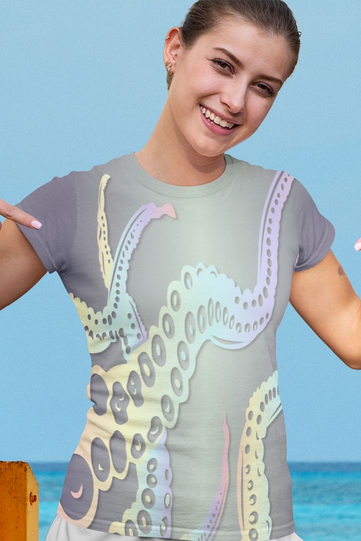 Octopus Tentacles Pastel All Over Print T-shirt product image (1)