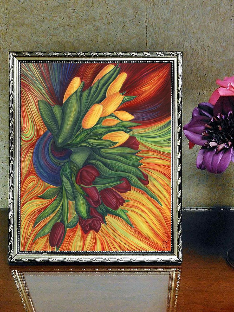Vibrant Matte Poster Print - Yellow and Purple Tulips product image (7)