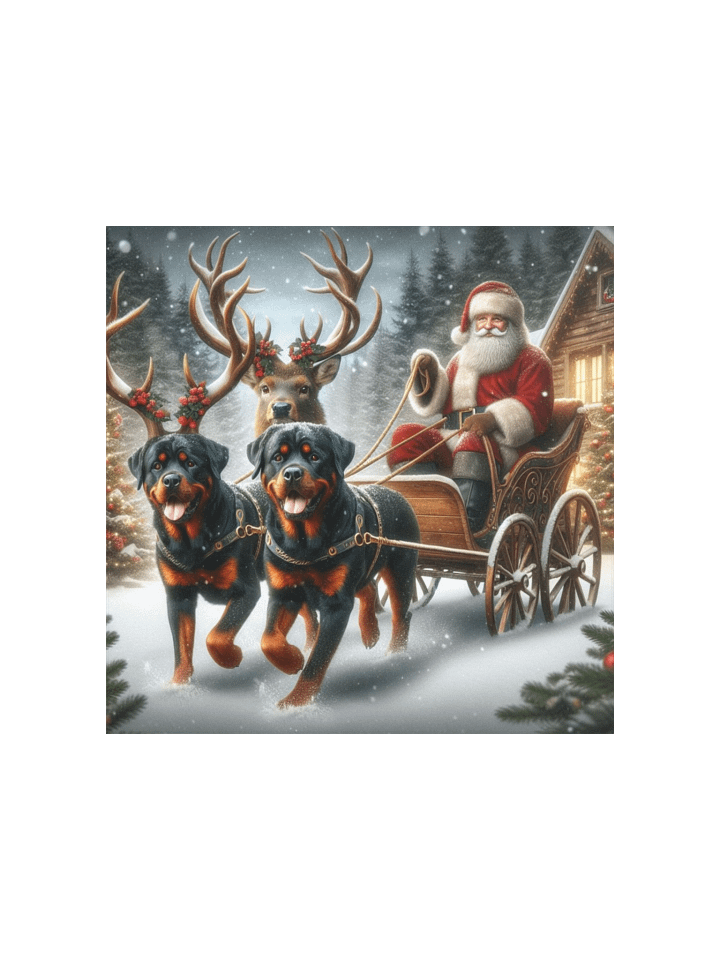 Rottweiler Santa Sleigh Poster product image (2)