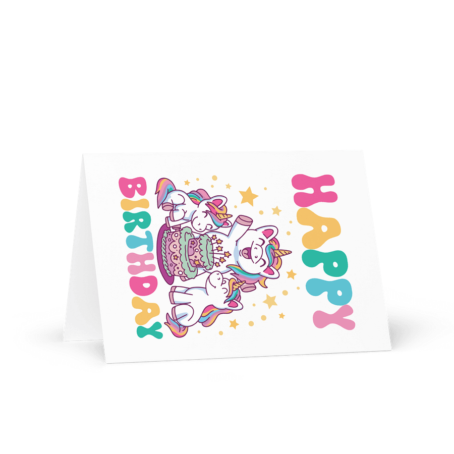 Happy Birthday (Unicorns With Birthday Cake) Birthday Card 5" x 7" product image (1)