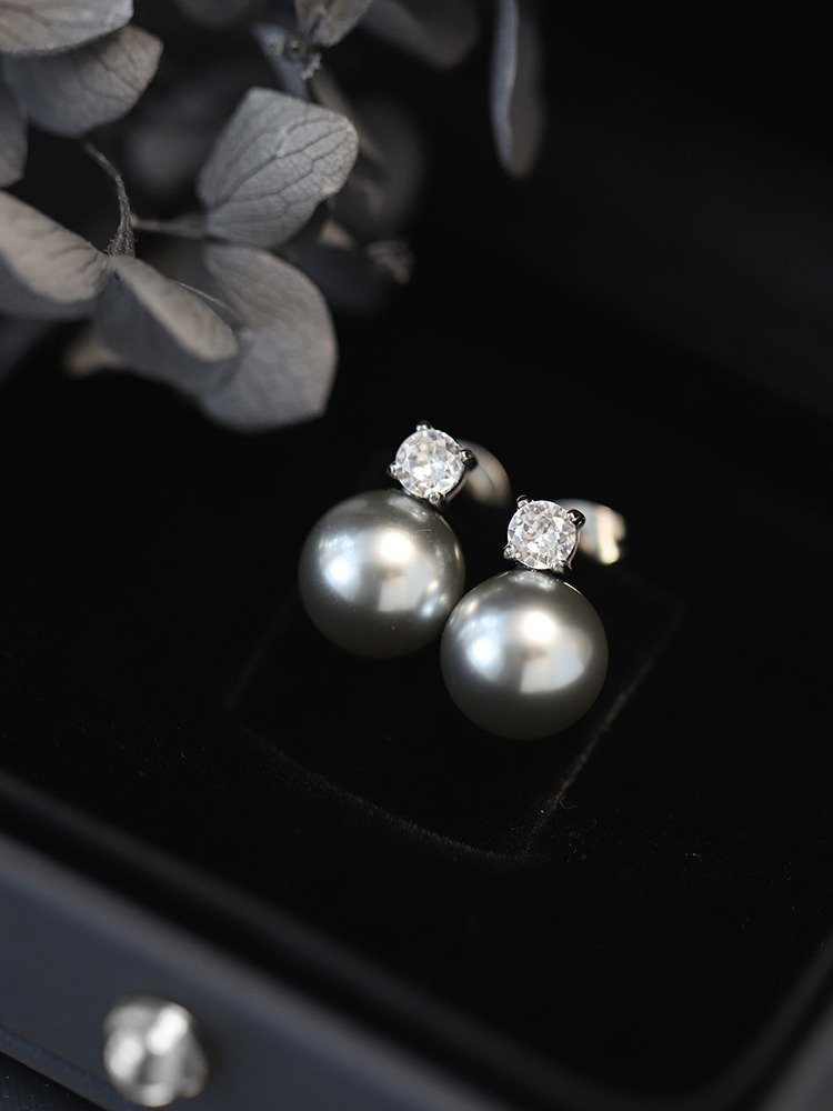 Pearl & Diamond Stud Earrings | Sterling Silver product image (9)