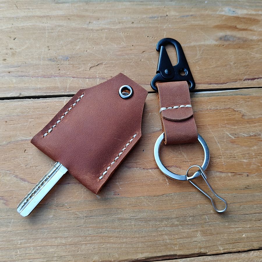 MEEBOY Personalized handmade leather key sleeve; Custom leather keychain; Protective Key cover for Broken Key product image (4)