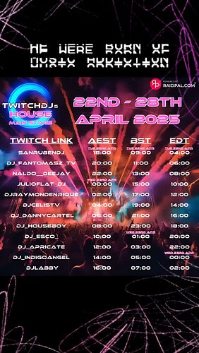 That time of the month again….where a bunch of house masters get together to send out great house vibes to the world. TwitchD...