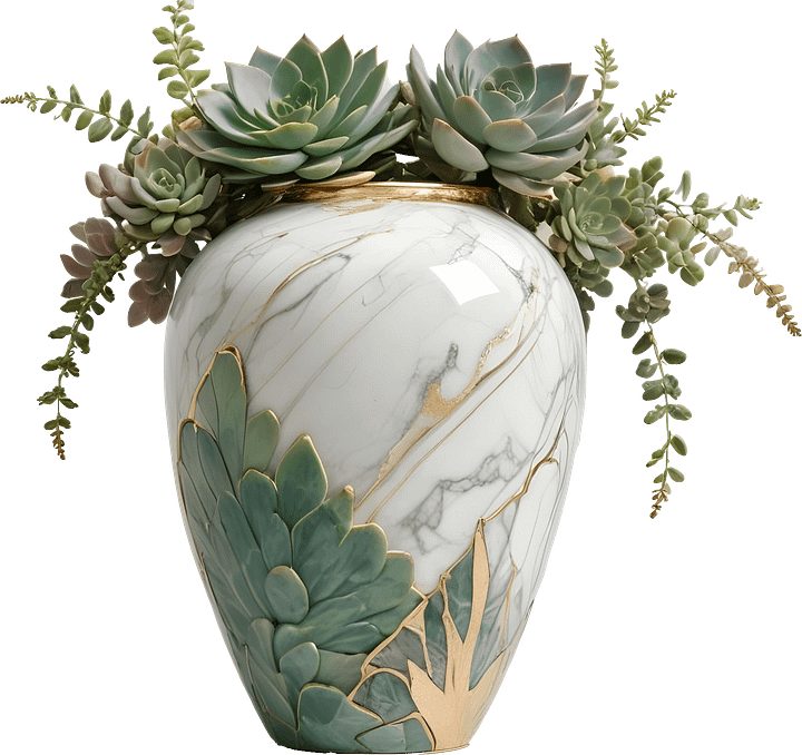 Collection: Marble Eternal – Shabby Chic Succulent Arrangement png product image (1)