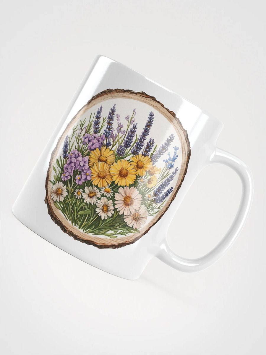 Wildflower Field Round Wood Art Ceramic Mug product image (4)