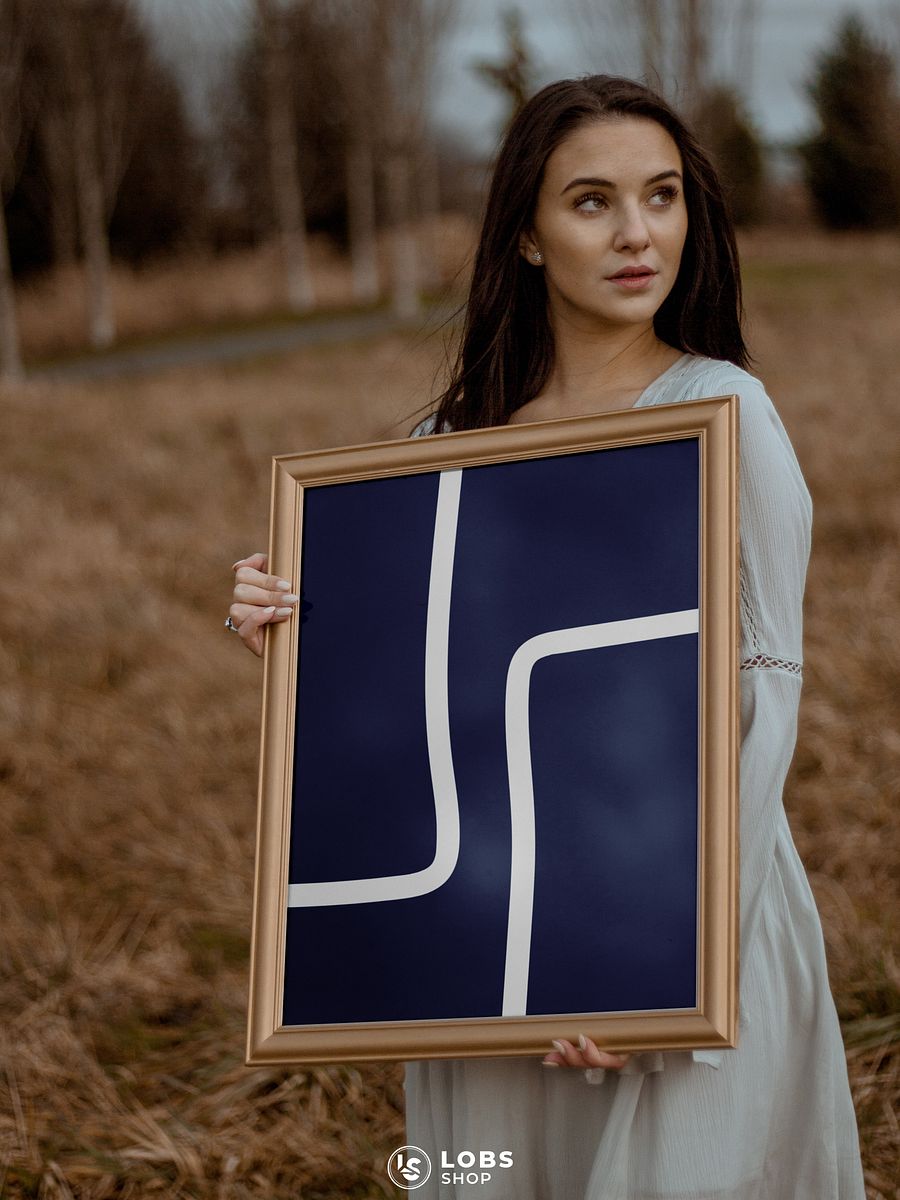 Modern Professionalism Minimalist Lines Printable Wall Art Poster (Navy Blue) product image (5)