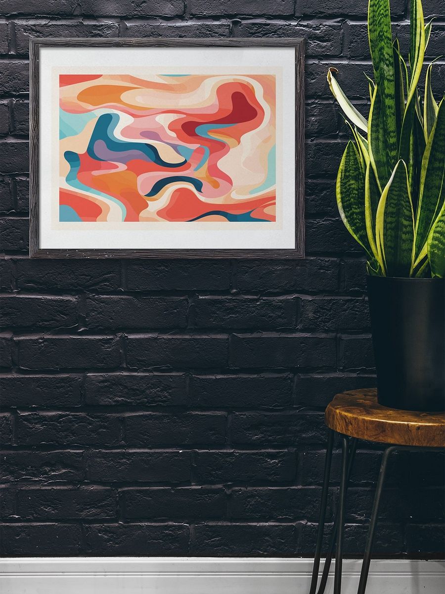 Soothing Abstract Wavy Patterns Poster, Warm Tones Modern Art Print, Flowing Shapes Wall Art for Relaxing Home and Spa Decor product image (3)