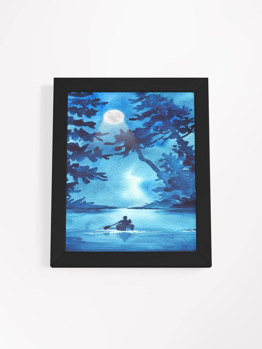 Blue Watercolor River and Boat Man product image (18)