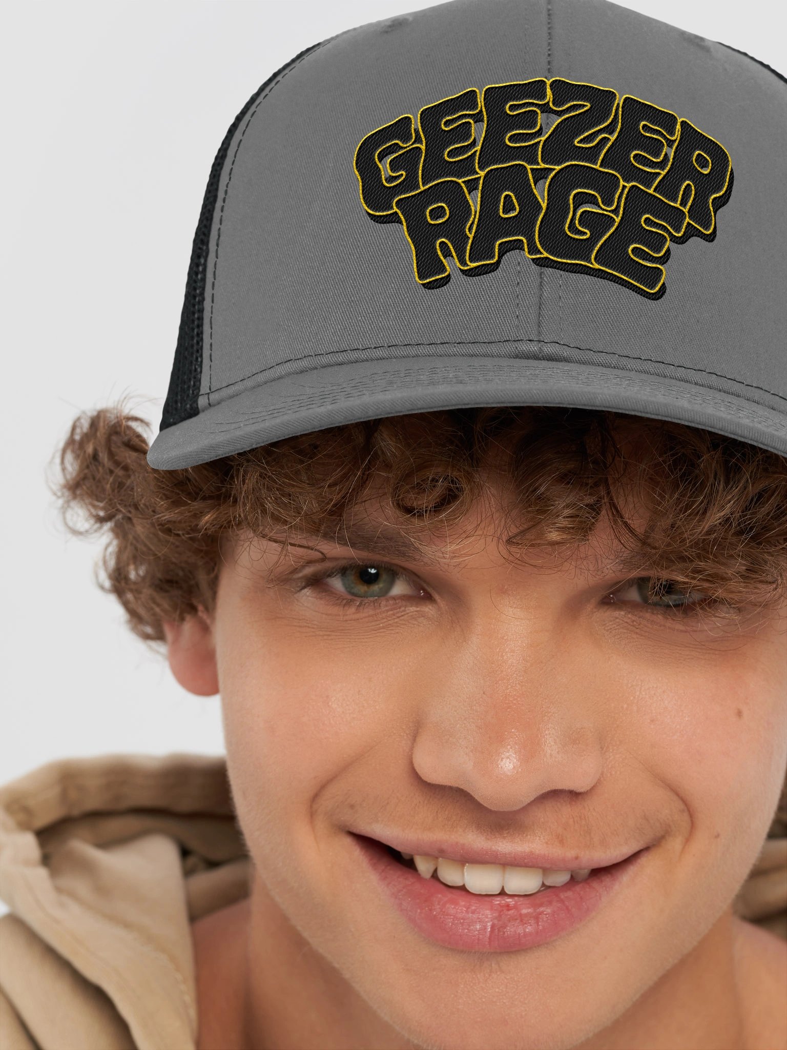 Trucker Hat Geezer Rage (Black & Yellow logo) product image (16)