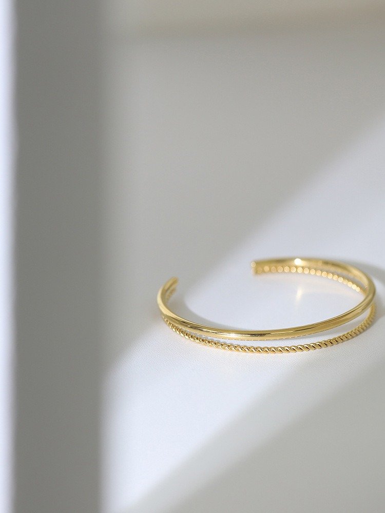 Gold Twist Double Layer Bracelet | 18K Gold Plated product image (7)