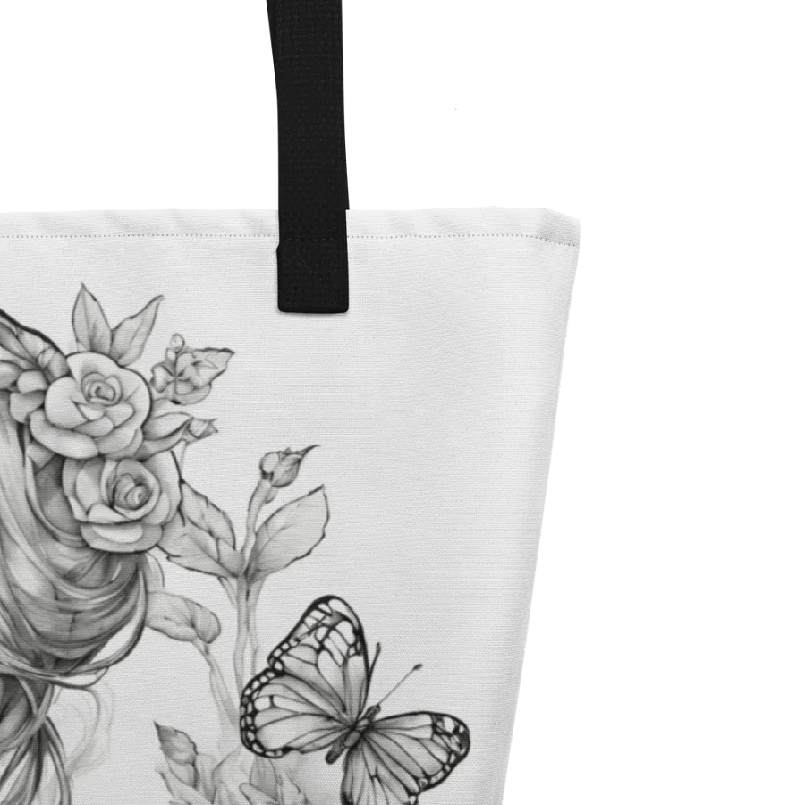 Monochrome Girl, Roses and Butterflies Design Tote Bag product image (9)
