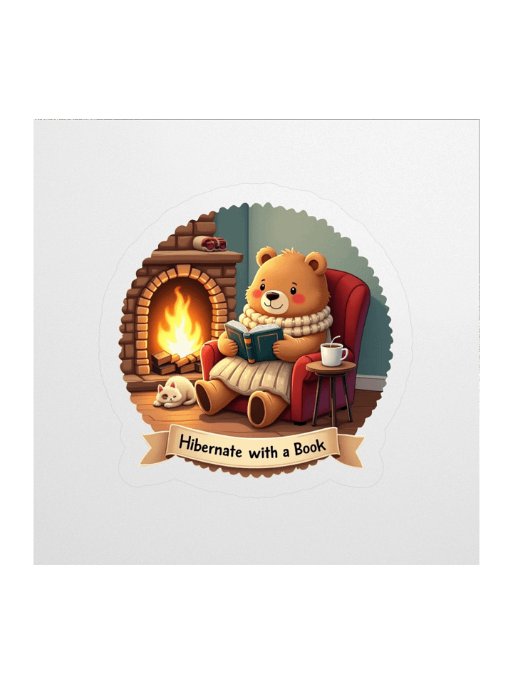 Hibernate with a Book – Cozy Bear Sticker product image (1)